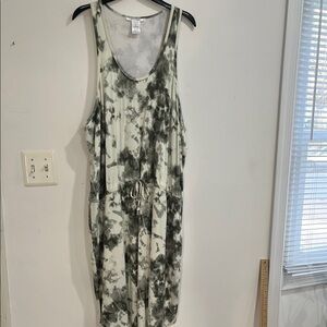 K. Jordan Green and White Sleeveless Dress